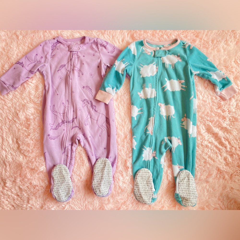 Carters 12 months babygirl fleece footie sleepers